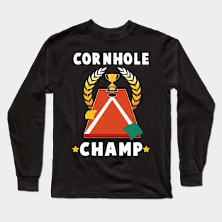 Cornhole Champ Funny Cornhole Player On Champions League Game Long Sleeve T-Shirt